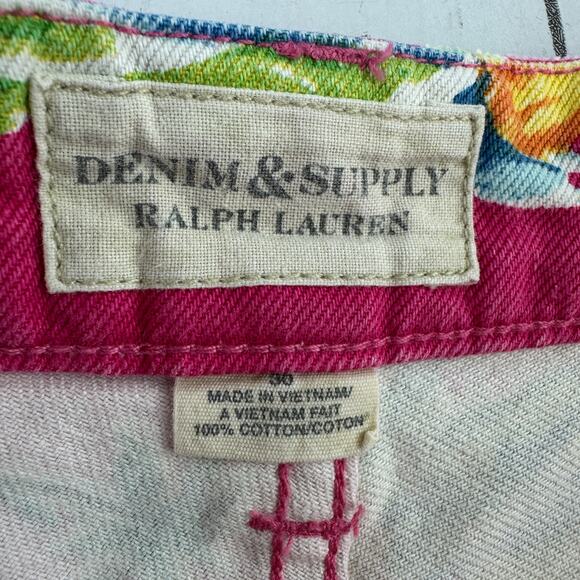 NWT Denim & Supply Ralph Lauren Pink Tropical Floral Mini Denim Shorts Size 30 - Picture 10 of 16